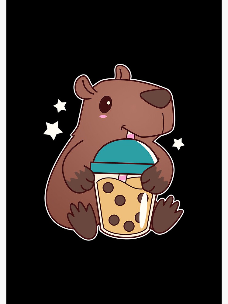 "Cute Kawaii Capybara Drinking Bubble Tea - Boba Capibara " Spiral