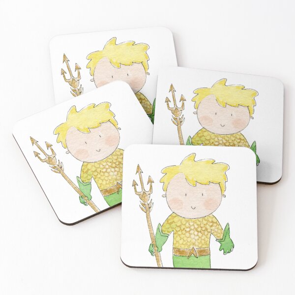 Item preview, Aquaman cute watercolor character designed and sold by alisonsadler.