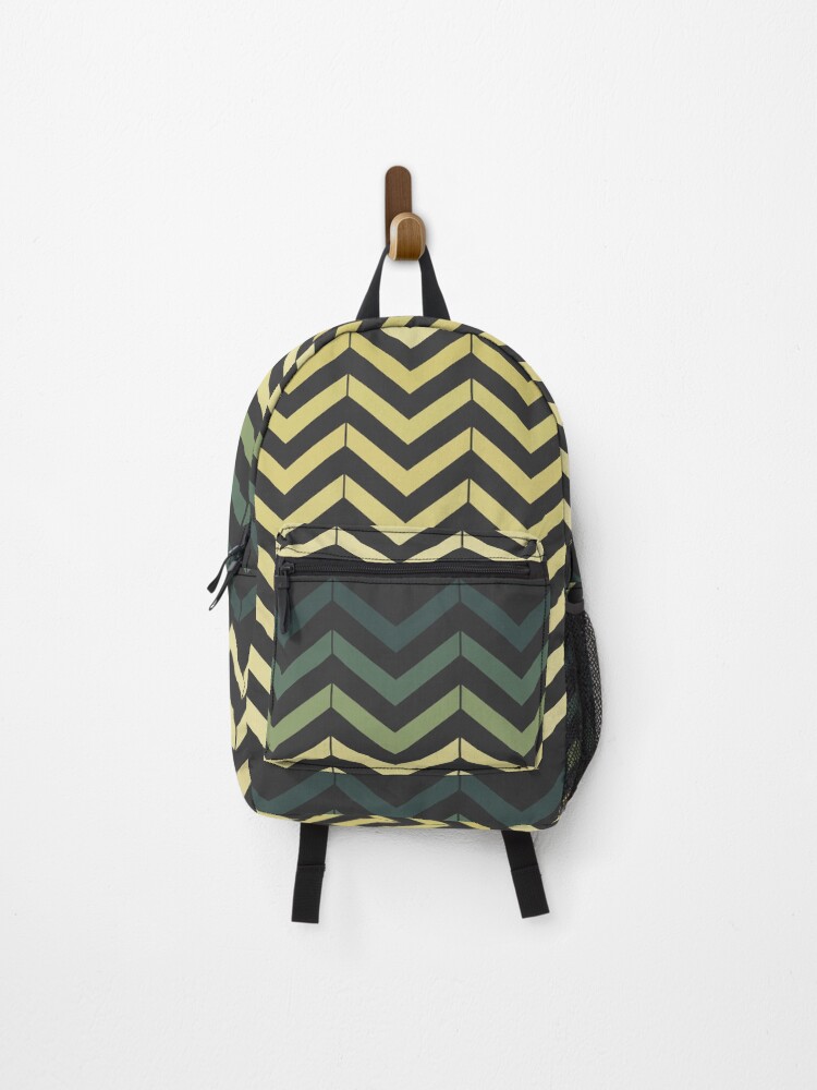 Thumbnail 1 of 3, Backpack, Small yellow and green waves designed and sold by Raspberry-Cat.
