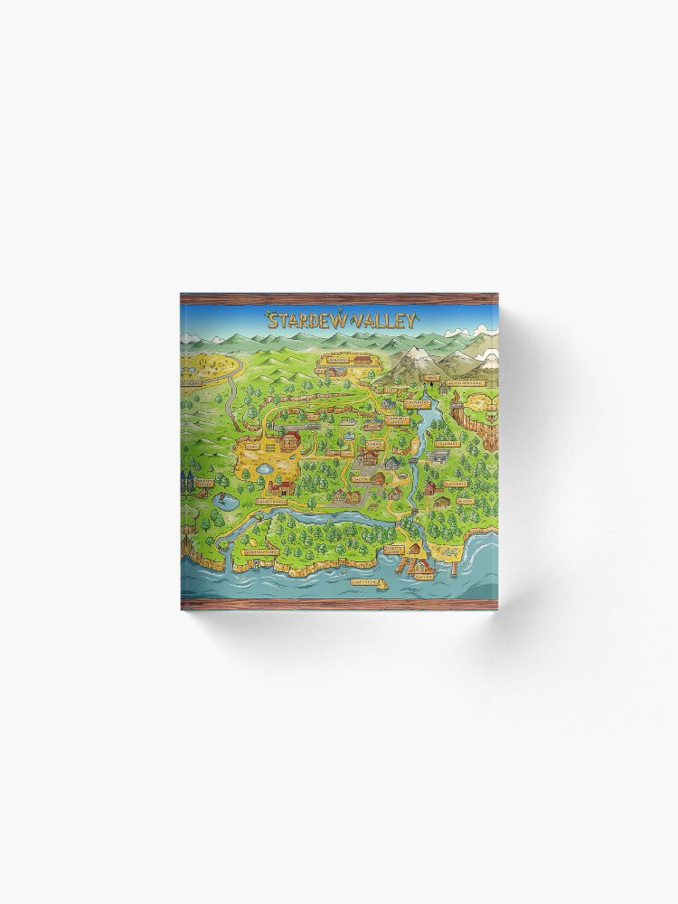 Alternate view of Stardew Valley Map Acrylic Block