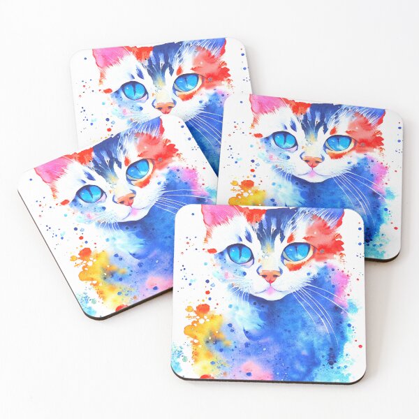 Item preview, colorful cat water color art designed and sold by keyd-studio.
