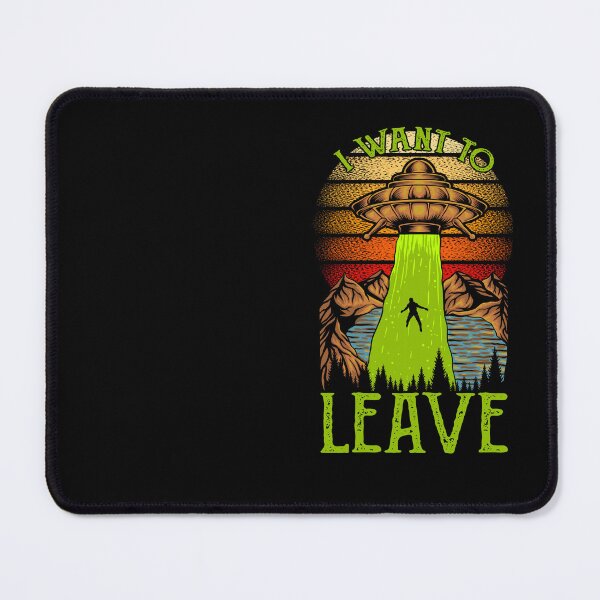 Item preview, UFO - I WANT TO LEAVE - Flying Saucer - Alien Abduction (woodcut style) designed and sold by RetroTeeStudio.