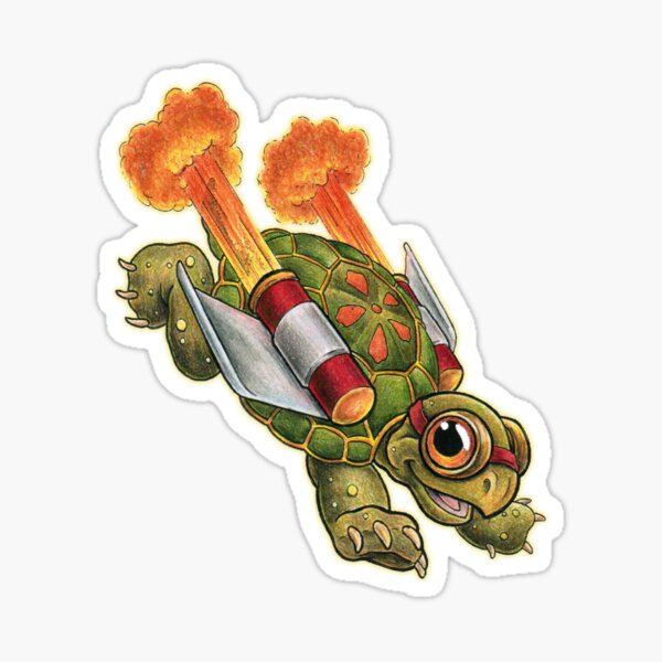 Rocket Tortoise Reversed Sticker/magnet Sticker