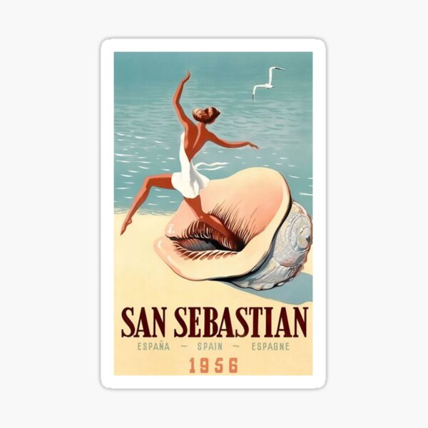 Vintage San Sebastian Spain Travel Poster Sticker