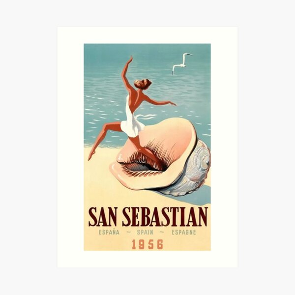 Vintage San Sebastian Spain Travel Poster Art Print