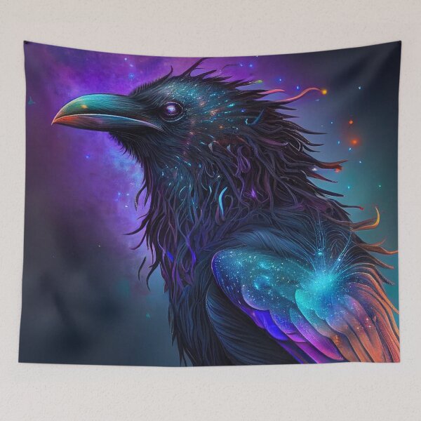 Item preview, Intergalactic Colorful Crow T-shirt designed and sold by thisisallahoax.