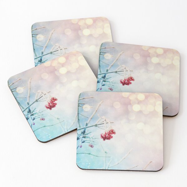 Item preview, Red mountain ash branches with berries in winter.Winter background with sky, tree, bokeh and snow. Redberry on a frost designed and sold by annamiss.