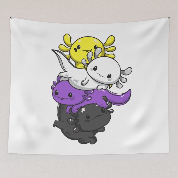 Aperçu de l'œuvre Nonbinary Pride Kawaii Axolotl Pile Non Binary Flag créée et vendue par Alex2201.