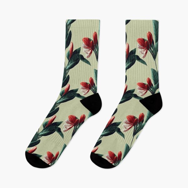 Aperçu de l'œuvre Motif bohème botanique tropical vintage vert et rouge créée et vendue par Lenkooo.
