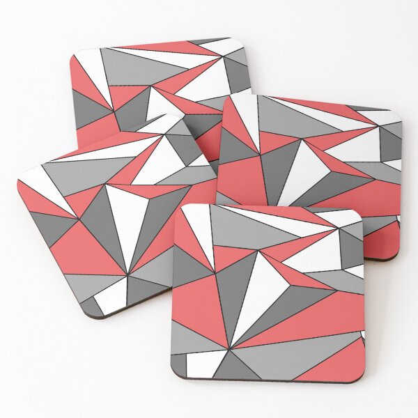 Item preview, Red Gray Black and White Modern Mosaic Polygon Line Pattern designed and sold by All-Black-White.