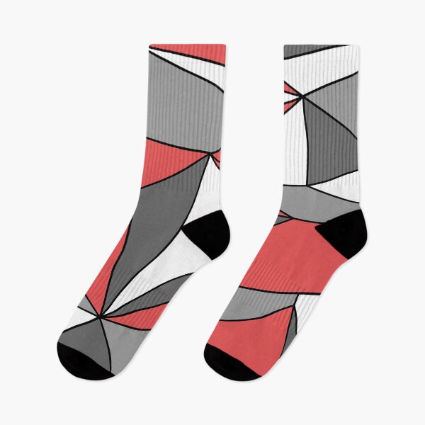 Item preview, Red Gray Black and White Modern Mosaic Polygon Line Pattern designed and sold by All-Black-White.