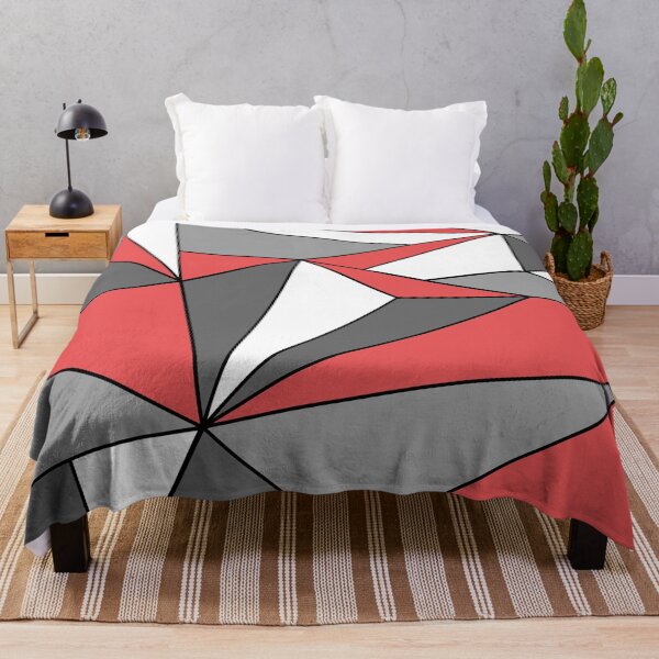 Item preview, Red Gray Black and White Modern Mosaic Polygon Line Pattern designed and sold by All-Black-White.