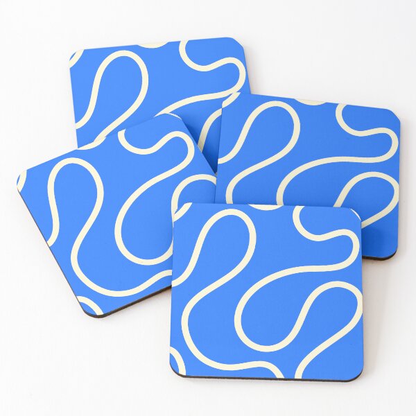 Item preview, Vintage Blue Minimal Curves Lines Abstract Artwork designed and sold by patternsoup.