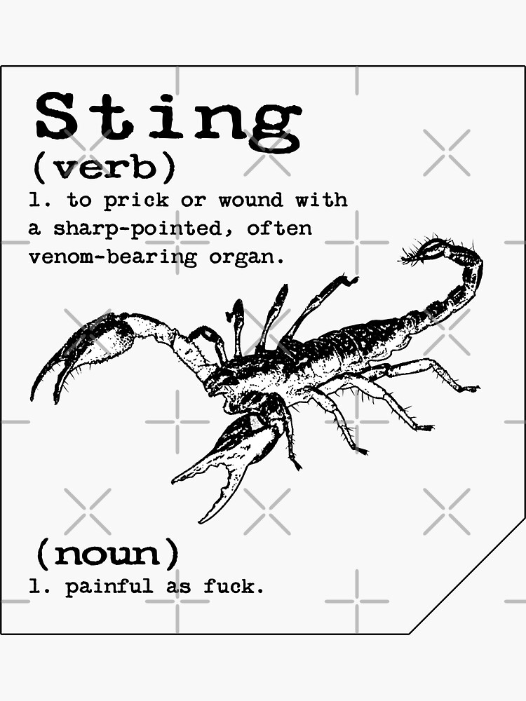 sting-verb-and-noun-funny-dictionary-definition-sticker-for-sale