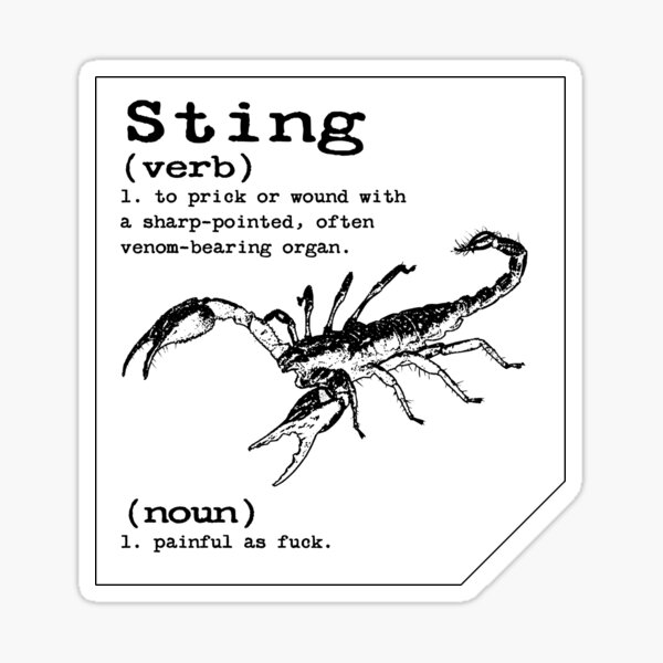 sting-verb-and-noun-funny-dictionary-definition-sticker-for-sale