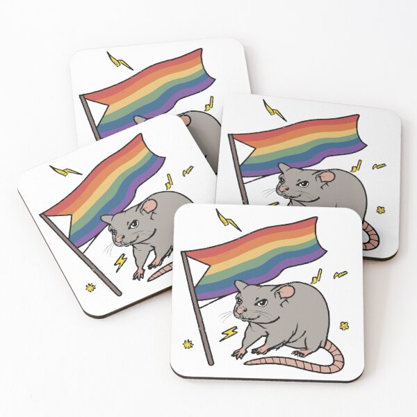 Item preview, LGBTQ cute gay pride rainbow rat designed and sold by tsfea.
