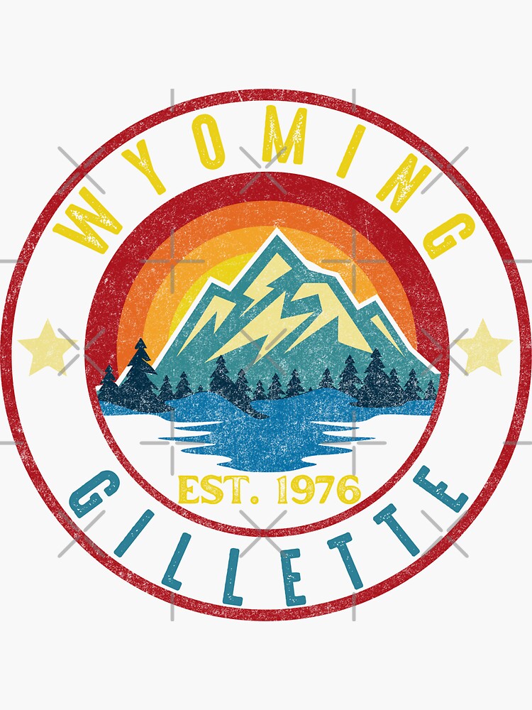 "Retro Gillette Wyoming Design For Visitors Residents" Sticker for Sale
