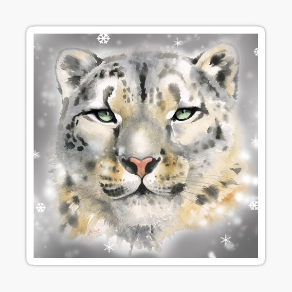 Snow Leopard Christmas Design Sticker