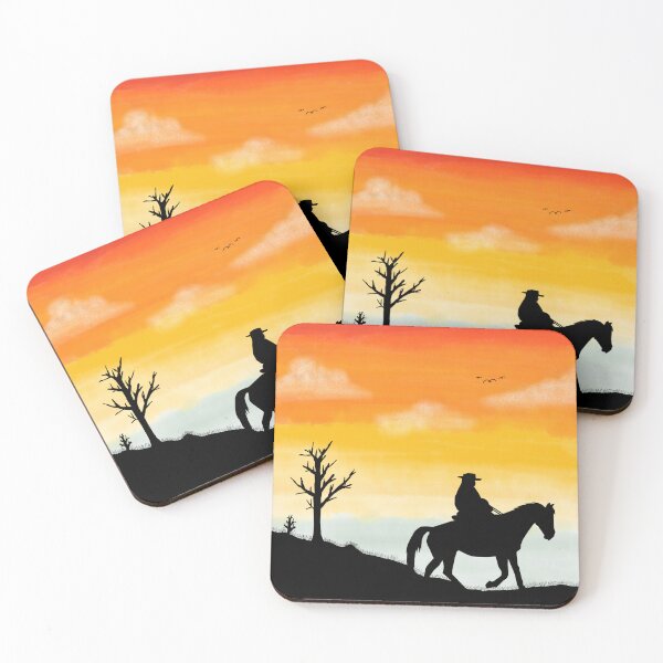 Item preview, Cowboy Rider Sunset Siloett 1 - Throw Pillows and Prints.  designed and sold by ScatterHub.
