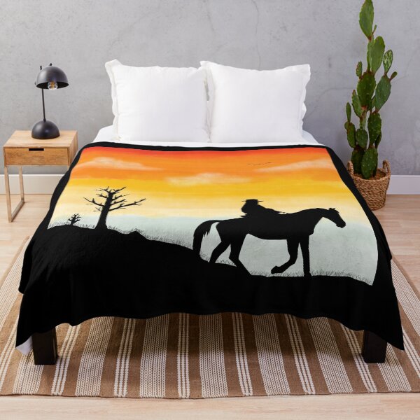 Item preview, Cowboy Rider Sunset Siloett 1 - Throw Pillows and Prints.  designed and sold by ScatterHub.