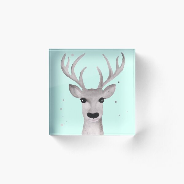 Deer Soft Grey - Mint Acrylic Block
