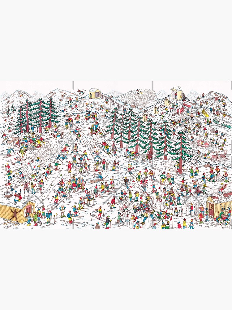 Discover Where’s Wally/ Waldo - find Wally/ Waldo Book - Part X Where’s Wally at the ski resort Premium Matte Vertical Poster