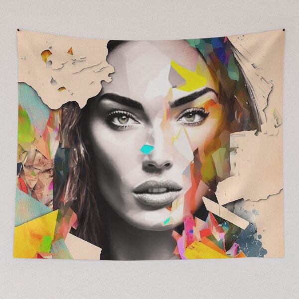 Artikelvorschau, Schönes abstraktes Collagen-Porträt von Megan Fox entworfen und verkauft von Aspectvs.