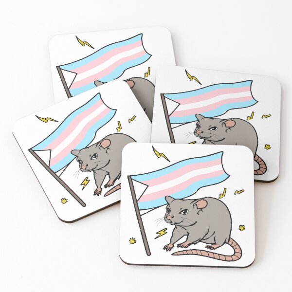 Item preview, LGBTQ cute trans pride rainbow rat designed and sold by tsfea.