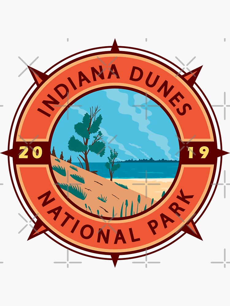 "Indiana Dunes National Park Retro Compass Emblem" Sticker for Sale by