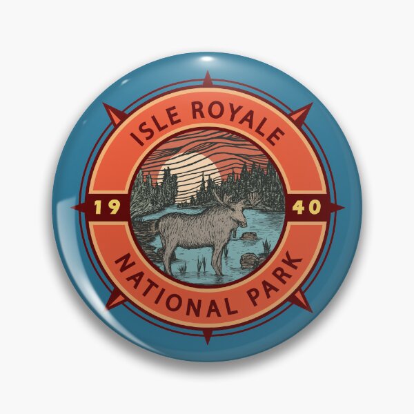 Item preview, Isle Royale National Park Moose Retro Compass Emblem designed and sold by KrisSidDesigns.