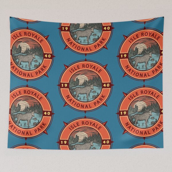 Item preview, Isle Royale National Park Moose Retro Compass Emblem designed and sold by KrisSidDesigns.