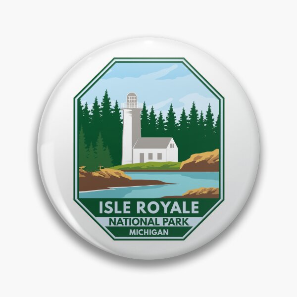 Item preview, Isle Royale National Park Lighthouse Retro Emblem designed and sold by KrisSidDesigns.