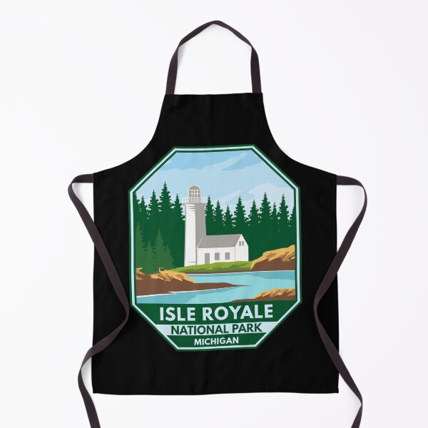Artikelvorschau, Leuchtturm-Retro-Emblem des Isle-Royale-Nationalparks entworfen und verkauft von KrisSidDesigns.