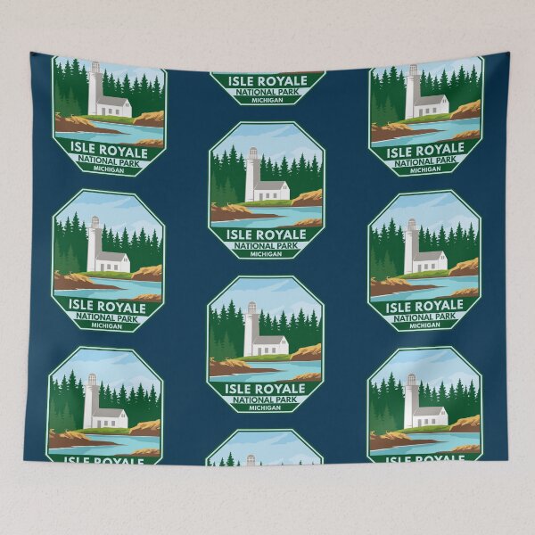 Item preview, Isle Royale National Park Lighthouse Retro Emblem designed and sold by KrisSidDesigns.