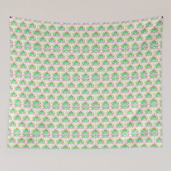 Item preview, Cute Green King Frog Pattern Background with Lightning Raindrops and Clouds designed and sold by Stobewee.