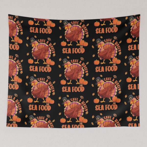 Item preview, Thanksgiving Save A Turkey Eat Seafood Funny Dancing Turkey designed and sold by CharJens.