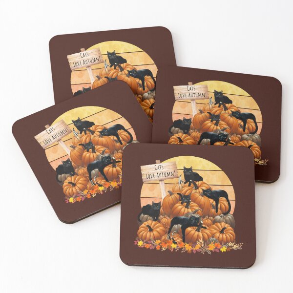 Item preview, Cats in the Pumpkin Patch autumn with sing that say cat love autumn, cat pumpkins and sunset, color autumn, orange,hello fall autumn lovers designed and sold by Collagedream.