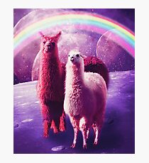 Crazy Funny Rainbow Llama In Space Photographic Print