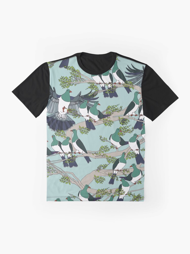 Alternate view of Kereru on turquoise sky - pale branches Graphic T-Shirt