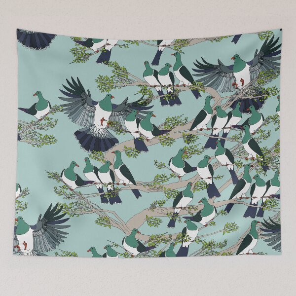 Item preview, Kereru on turquoise sky - pale branches designed and sold by CopperCatkin.