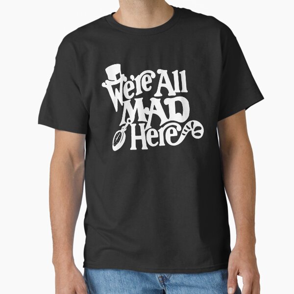 Artikel-Vorschau von Lächelndes Katzen-T-Stück der Frauen We're All Mad Here, designt und verkauft von SpookySeasonTee.