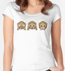 Monkey Emoji - See No Evil, Hear No Evil, Speak No Evil Women's Fitted Scoop T-Shirt