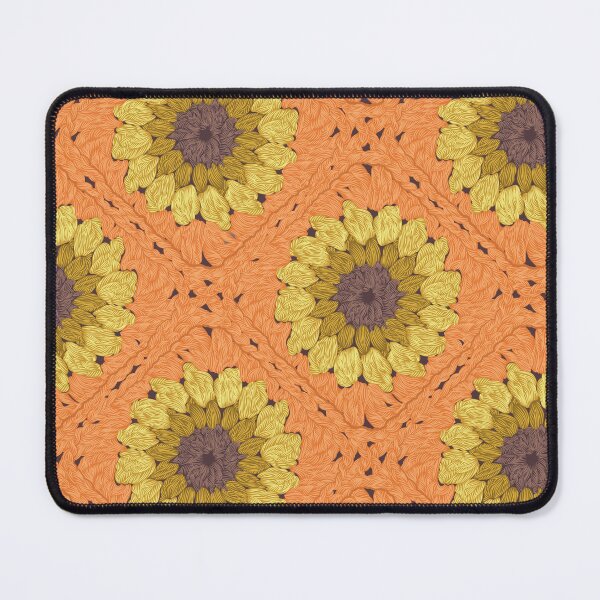 Item preview, Sunflower granny squares // orange background yellow and brown crochet flowers designed and sold by SelmaCardoso.