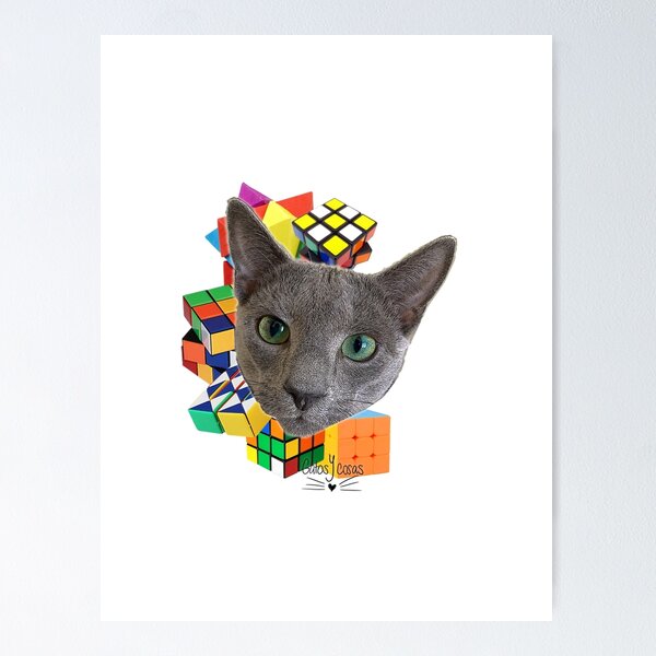 Item preview, Cat and Rubik cube designed and sold by bonjourrrblu.
