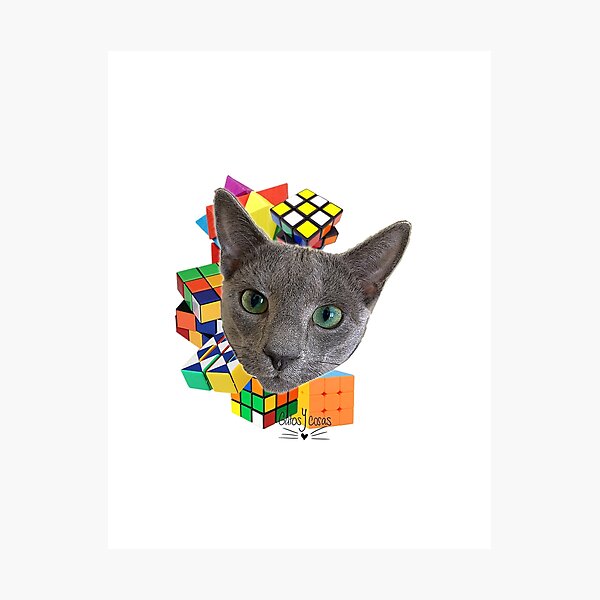 Item preview, Cat and Rubik cube designed and sold by bonjourrrblu.