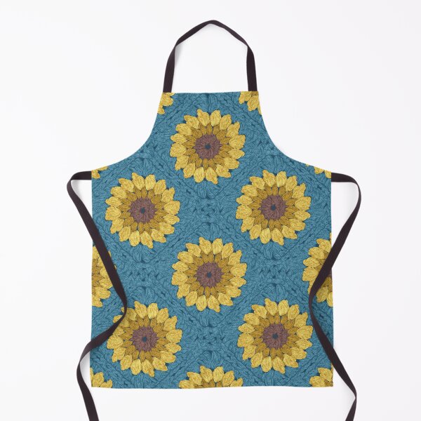 Item preview, Sunflower granny squares // blue background yellow and brown crochet flowers designed and sold by SelmaCardoso.