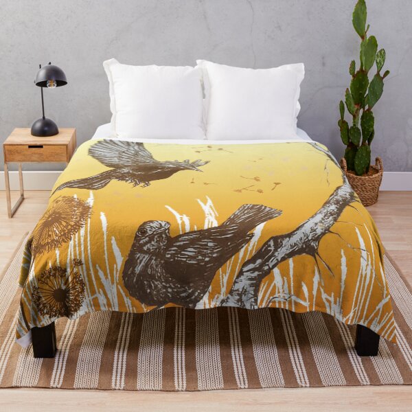 Item preview, Blackbirds on yellow background designed and sold by albadawnart.
