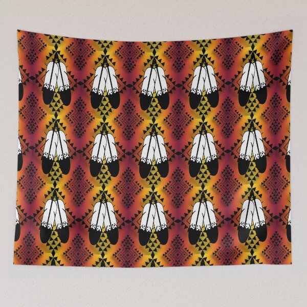 Item preview, Fire Colors / Black Double Feather Native Print designed and sold by JMWCD.