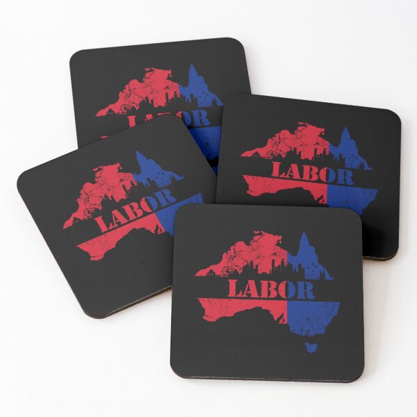 Item preview, Labor Party with Melbourne Skyline and Australian Map in black designed and sold by Manoroma.