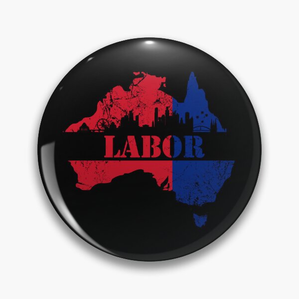 Item preview, Labor Party with Melbourne Skyline and Australian Map in black designed and sold by Manoroma.